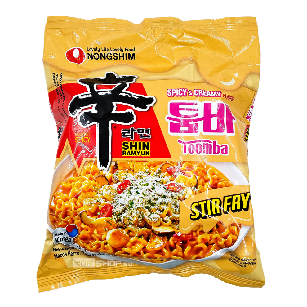 Лапша б/п Шин Рамен Toomba с острым сливочно-сырным вкусом Nongshim, Корея, 137 г Акция