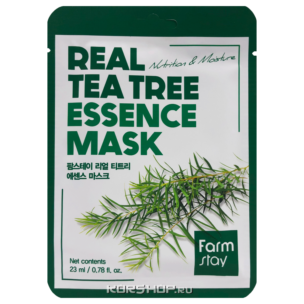 Тканевая маска с экстрактом чайного дерева Real Tea Tree Essence Mask FarmStay, Корея, 23 мл Акция