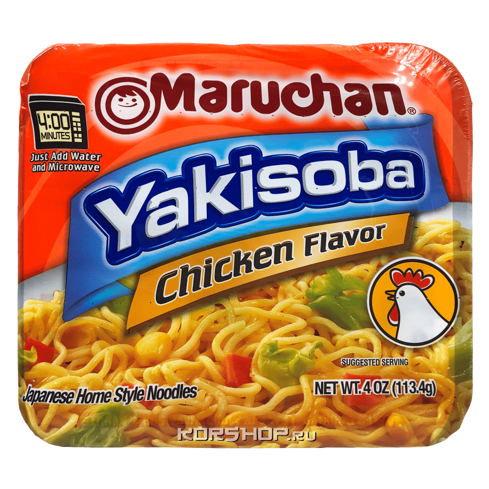 Лапша б/п Якисоба со вкусом курицы Maruchan, США, 113,4 г. Срок до 05.04.2025.Распродажа