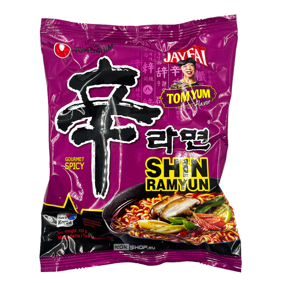 Лапша б/п Шин Рамен острая со вкусом Том Ям Shin Ramyun Tom Yum Nongshim, Корея, 123 г