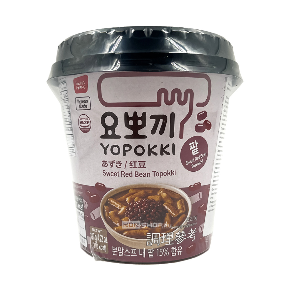 Токпокки со сладким соусом из красной фасоли (стакан) Sweet Red Bean Topokki Yopokki, Корея, 120 г Акция