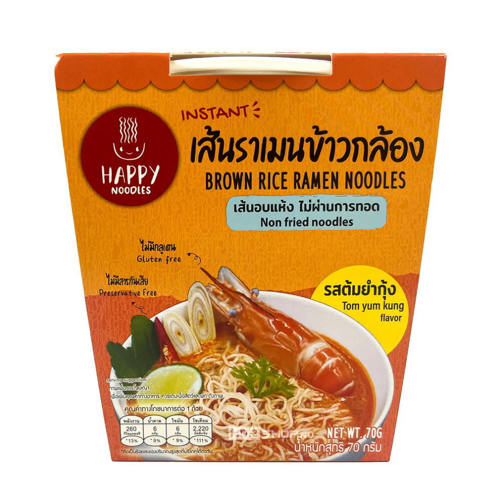 Лапша рамен из коричневого риса б/п «Том Ям» Happy Noodle (стакан), Таиланд, 70 г