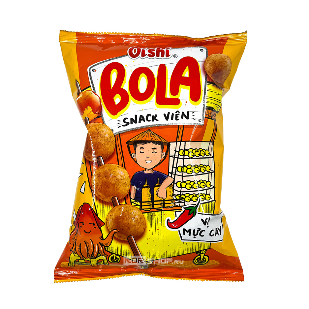 Чипсы-шарики со вкусом пряного кальмара BoLa Snack Oishi, Вьетнам, 68 г Акция