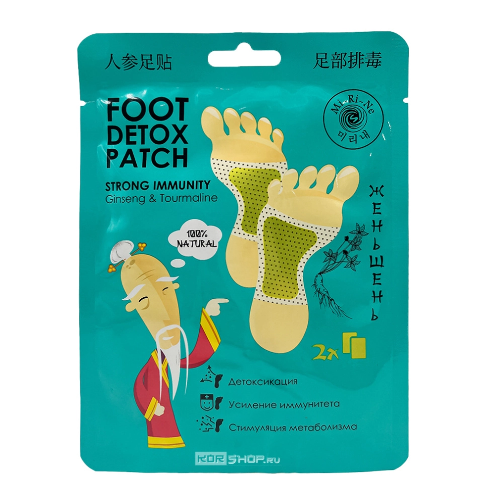 Патчи-детокс для ног с женьшенем, активизирующие работу мелких сосудов, Mi-Ri-Ne, Корея, 16 г Патчи-детокс для ног с женьшенем, активизирующие работу мелких сосудов, Mi-Ri-Ne, Корея, 16 г