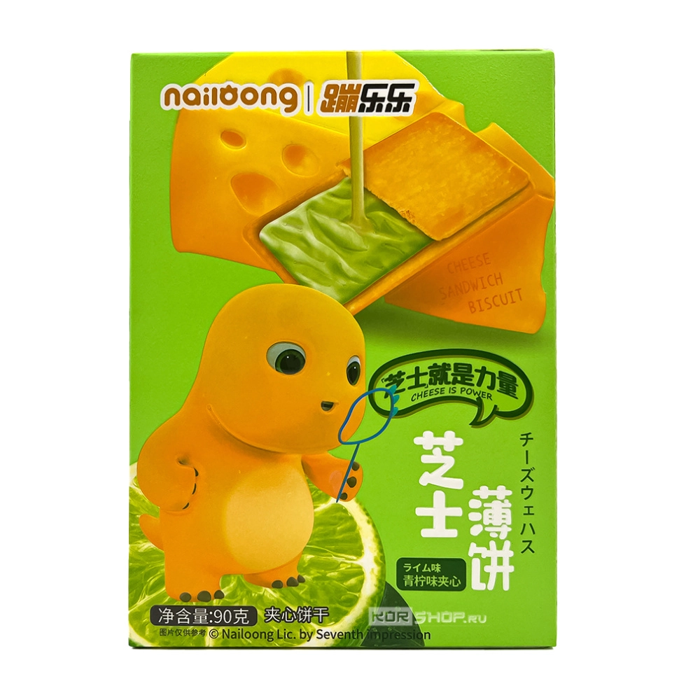 Сырное сэндвич-печенье со вкусом лайма Дракоша Ниалонг, Китай, 90 г Сырное сэндвич-печенье со вкусом лайма Дракоша Ниалонг, Китай, 90 г