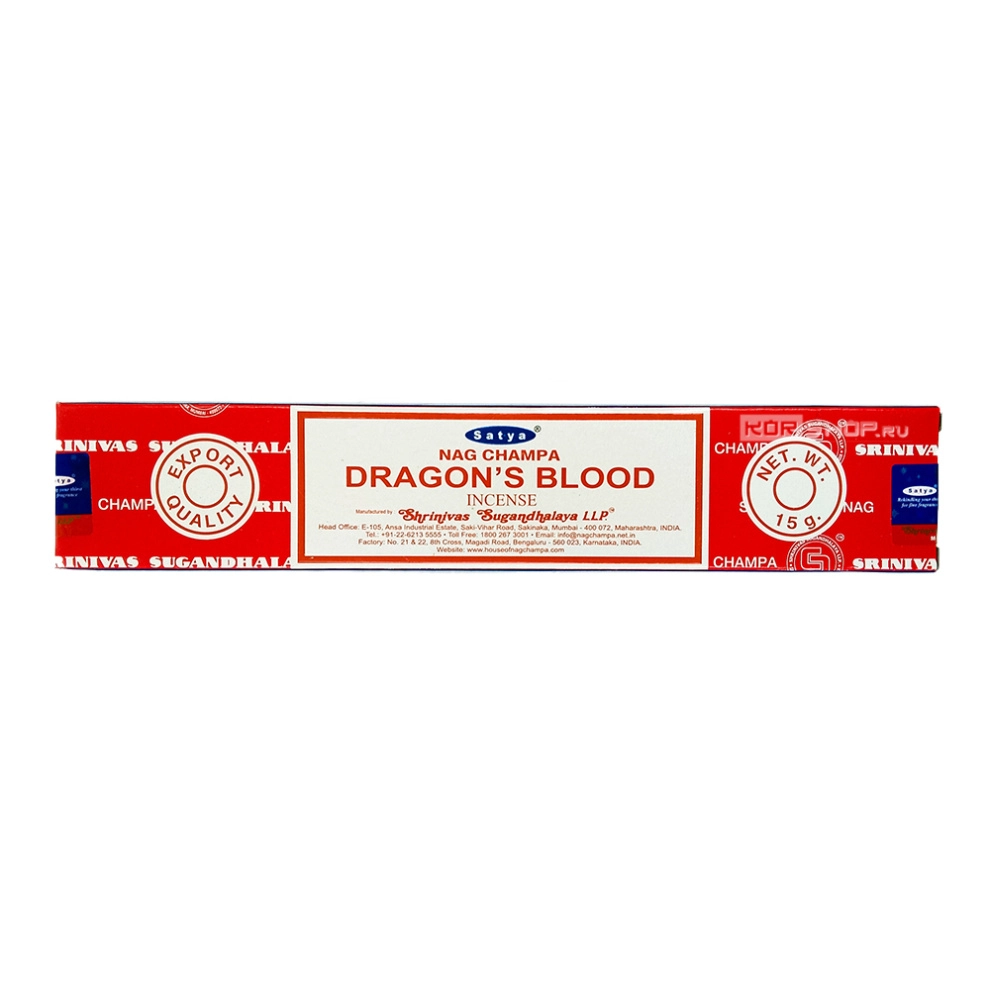 Ароматические палочки (благовония) «Кровь Дракона» Dragon's Blood Satya, Индия, 15 г Ароматические палочки (благовония) «Кровь Дракона» Dragon's Blood Satya, Индия, 15 г