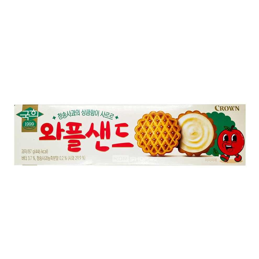Вафельное печенье с кремовой начинкой (сливочно-яблочный джем) Waffle Sand Crown, Корея, 87 г Вафельное печенье с кремовой начинкой (сливочно-яблочный джем) Waffle Sand Crown, Корея, 87 г