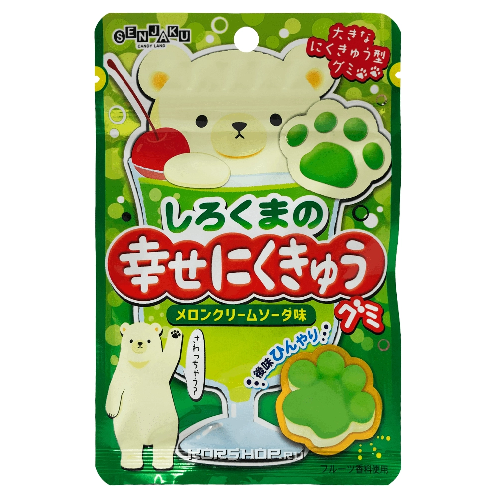 Жевательный мармелад &quot;Счастливые лапки мишки&quot; со вкусом сливочной дыни Senjaku, Япония, 32 г