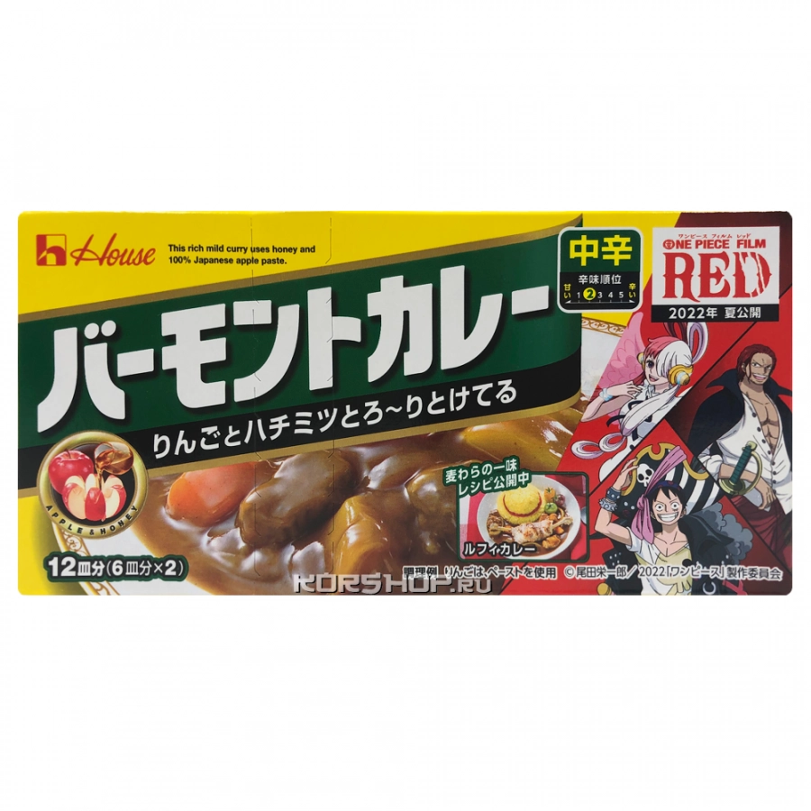 Среднеострый овощной соус Карри Вермонт House (12 порций), Япония, 230 г Среднеострый овощной соус Карри Вермонт House (12 порций), Япония, 230 г