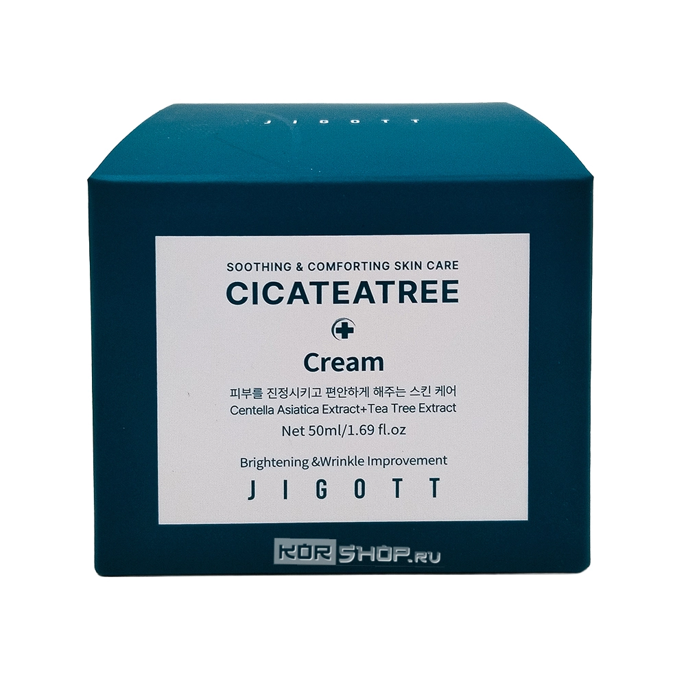 Успокаивающий крем для чувствительной кожи с экстрактами центеллы азиатской и чайного дерева (Cicateatree Cream) Jigott, Корея, 50 мл