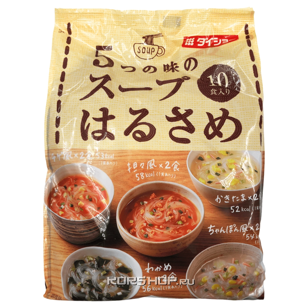 Суп Харусаме 5 вкусов Daisho (10 порций, коричневая пачка), Япония, 164,6 г Суп Харусаме 5 вкусов Daisho (10 порций, коричневая пачка), Япония, 164,6 г