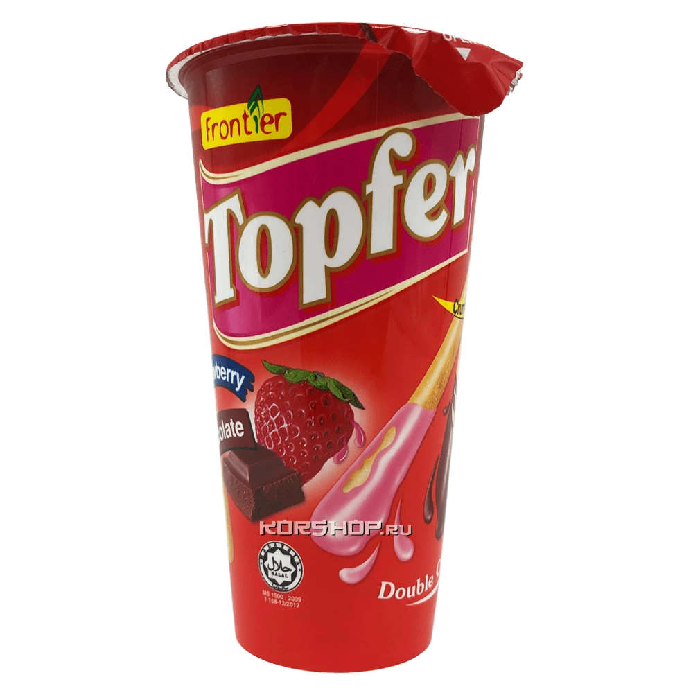 Бисквитные палочки с шоколадным и клубничным кремом Topfer Frontier, Малайзия, 40 г Бисквитные палочки с шоколадным и клубничным кремом Topfer Frontier, Малайзия, 40 г