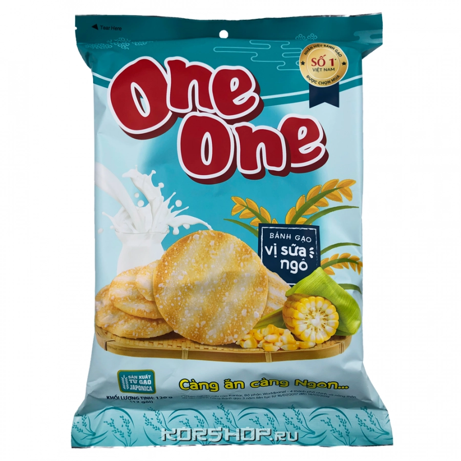 Рисовые крекеры с молоком и кукурузой One One, Вьетнам, 120 г Рисовые крекеры с молоком и кукурузой One One, Вьетнам, 120 г