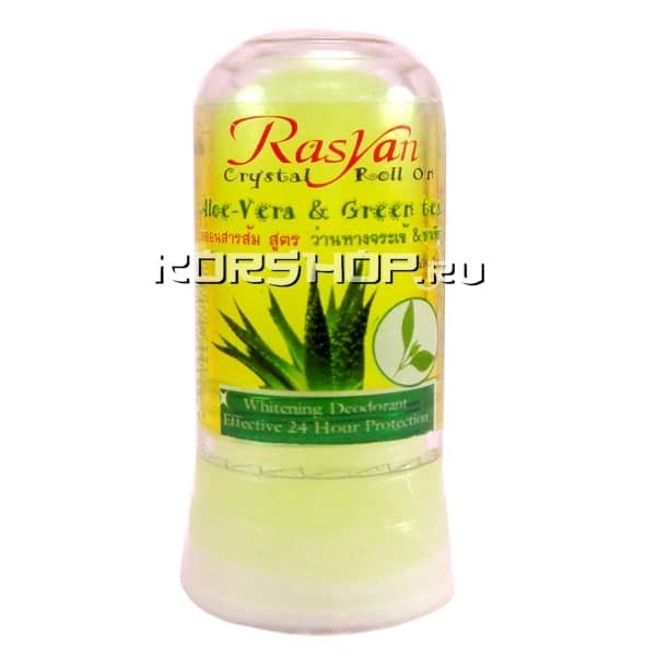 Дезодорант-кристалл с алоэ вера и зеленым чаем Rasyan, Таиланд, 80 г Дезодорант-кристалл с алоэ вера и зеленым чаем Rasyan, Таиланд, 80 г