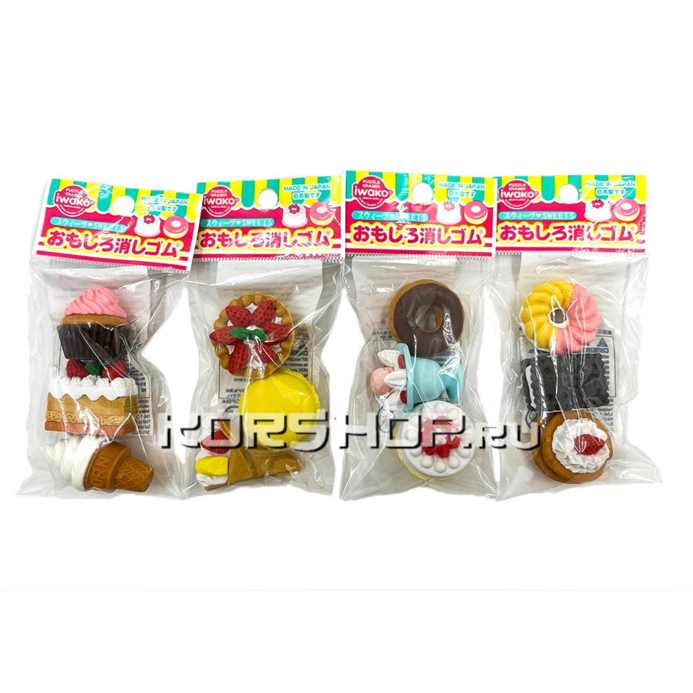 Набор ластиков Сладости в коробочке Iwako, Япония, 3 шт Набор ластиков Сладости в коробочке Iwako, Япония, 3 шт