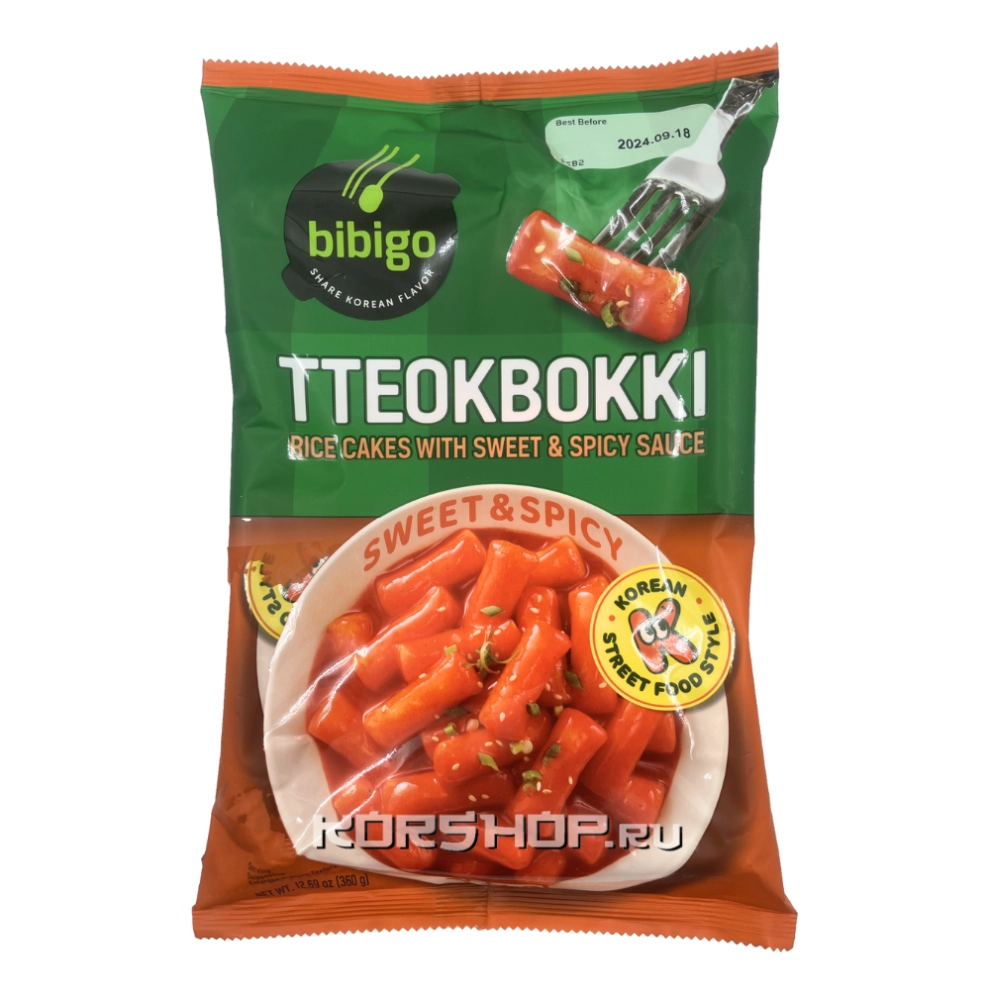 Ттокпокки с остро-сладким соусом в мягкой упаковке Bibigo, Корея, 360 г Ттокпокки с остро-сладким соусом в мягкой упаковке Bibigo, Корея, 360 г