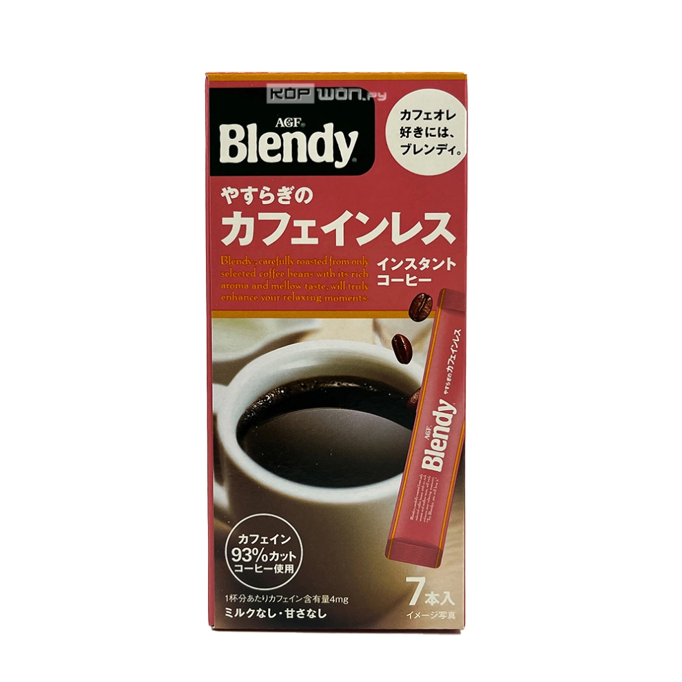 Кофе растворимый без кофеина в стиках AGF Blendy, Япония, 14 г * 7шт Кофе растворимый без кофеина в стиках AGF Blendy, Япония, 14 г * 7шт