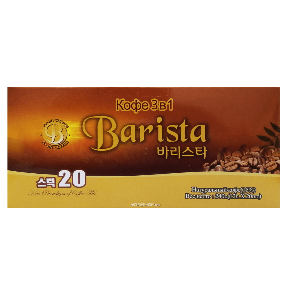 Натуральный кофе 3 в 1 Barista, Корея, 20*12 г