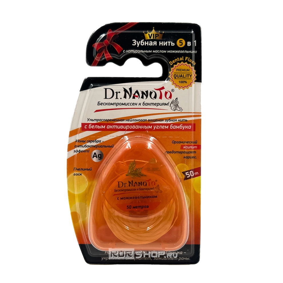Зубная нить 5 в 1 с маслом можжевельника Dr.NanoTo, Китай Зубная нить 5 в 1 с маслом можжевельника Dr.NanoTo, Китай