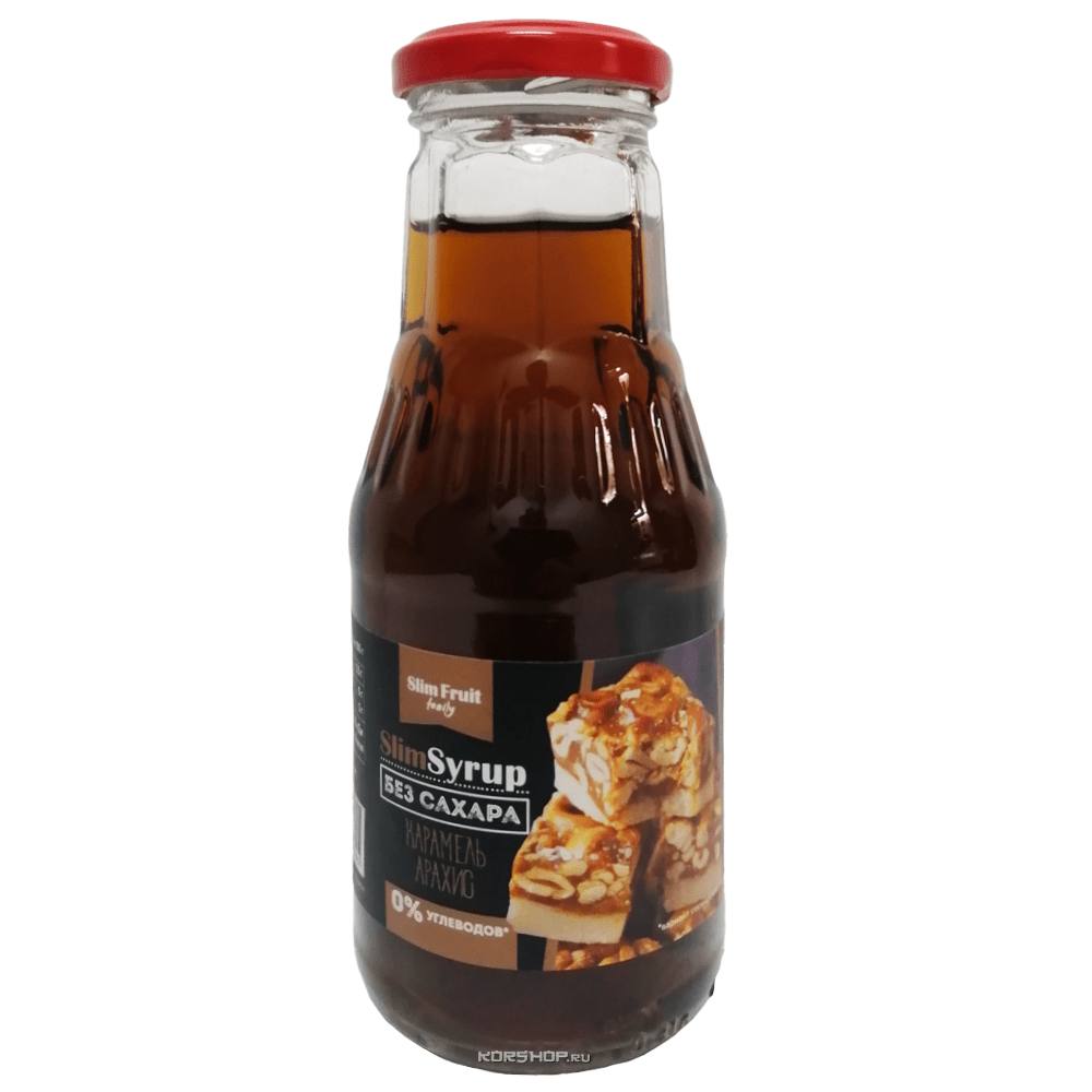 Низкокалорийный сироп без сахара со вкусом карамели и арахиса Slim Fruit, 310 мл.