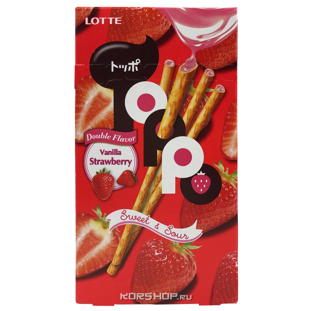 Бисквитные палочки с клубничной начинкой Toppo Thai Lotte, Таиланд, 40 г Бисквитные палочки с клубничной начинкой Toppo Thai Lotte, Таиланд, 40 г