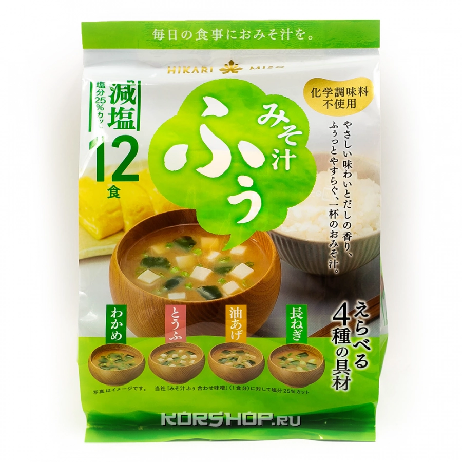 Cуп Мисо с пониженным содержанием соли Ассорти Hikari Miso (12 порций), Япония, 167,4 г Cуп Мисо с пониженным содержанием соли Ассорти Hikari Miso (12 порций), Япония, 167,4 г