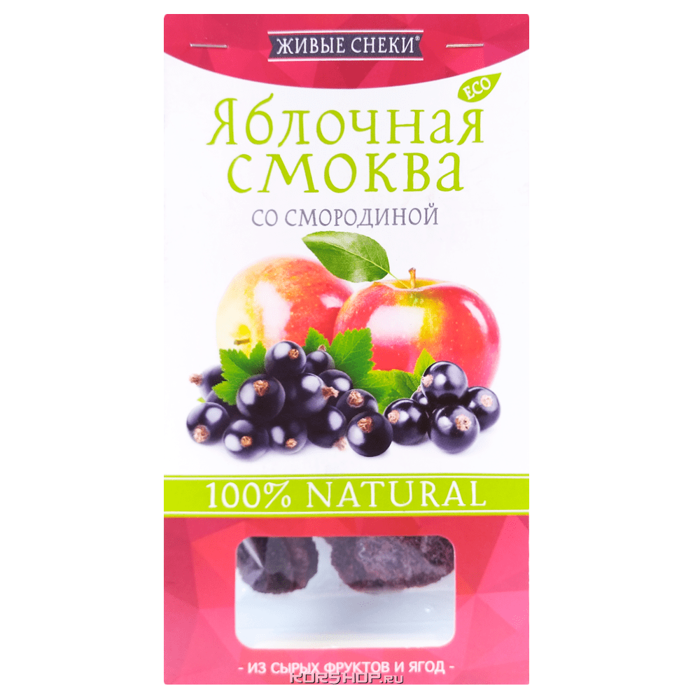 Яблочная смоква со смородиной «Живые снеки», 60 г.