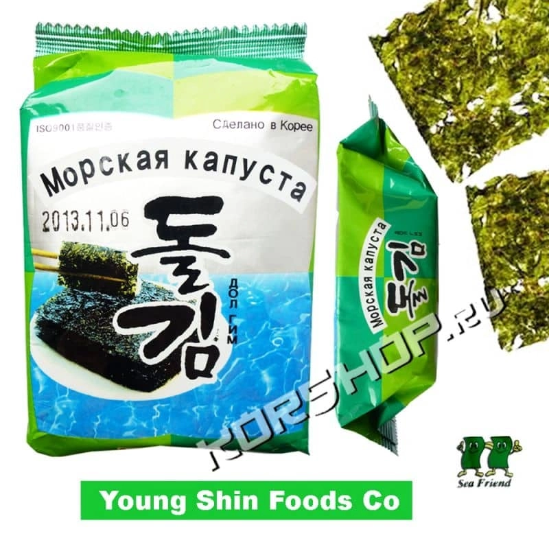 Блок (12 уп. по 6,5 г) Морская капуста (ким) жареная «Морской друг», Корея, 6,5 г х 12 шт.