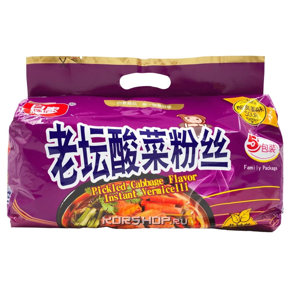 Лапша б/п со вкусом квашеной капусты Chenji (5 шт.), Китай, 550 г.