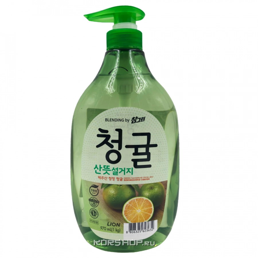 Концентрированное средство для мытья посуды Зеленый цитрус Chamgreen Lion, Корея, 965 мл Концентрированное средство для мытья посуды Зеленый цитрус Chamgreen Lion, Корея, 965 мл