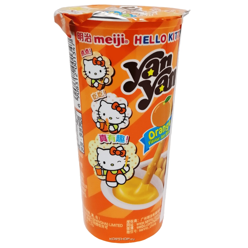 Хлебные палочки с апельсиновым джемом Hello Kitty Meiji, Китай, 50 г