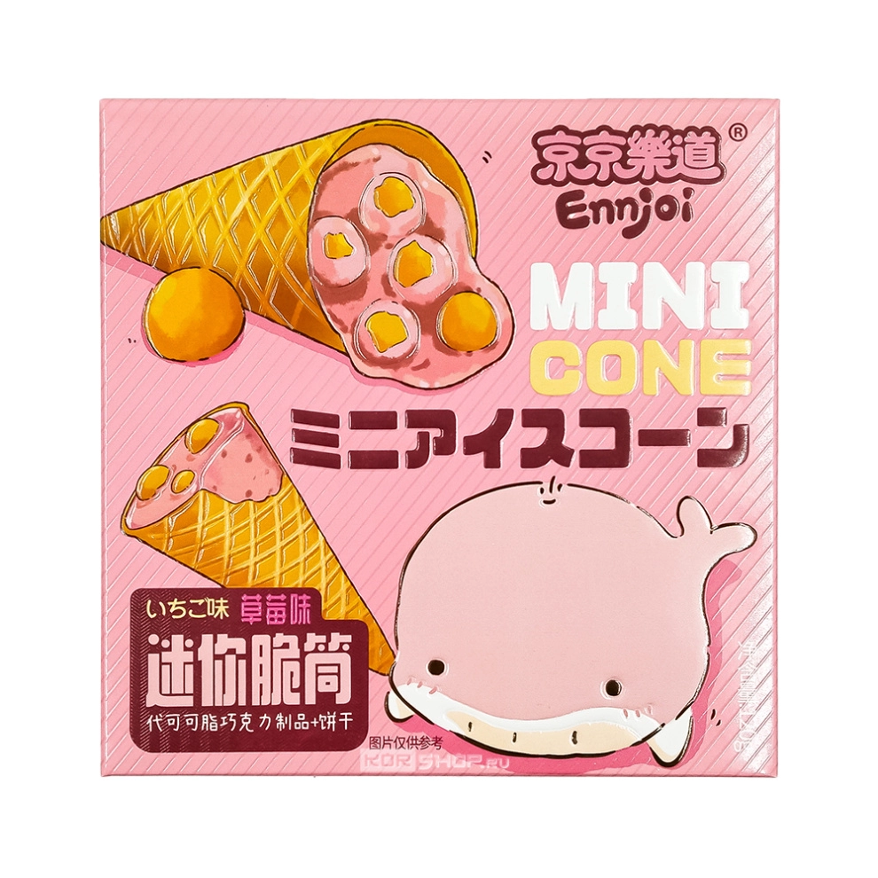 Печенье Мини Конус со вкусом клубники Ennjoi Guandong Lefen, Китай, 120 г Печенье Мини Конус со вкусом клубники Ennjoi Guandong Lefen, Китай, 120 г