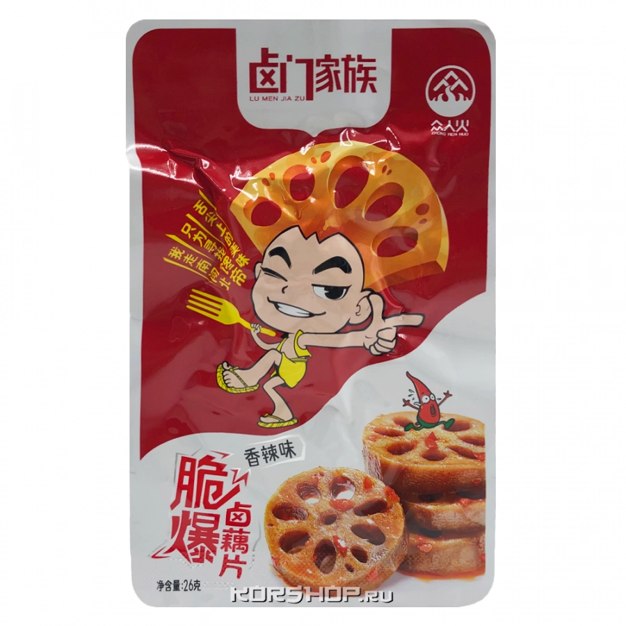 Хрустящие жареные ломтики корня лотоса с пряным вкусом Lumenjiazu, Китай, 26 г Хрустящие жареные ломтики корня лотоса с пряным вкусом Lumenjiazu, Китай, 26 г