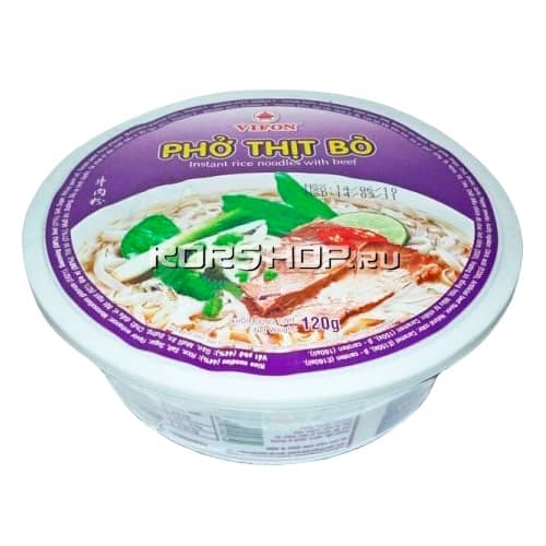 Лапша сублимированная рисовая с говядиной Vifon (В чашке), 1 кор.(12 шт.х120 г) Лапша сублимированная рисовая с говядиной Vifon (В чашке), 1 кор.(12 шт.х120 г)