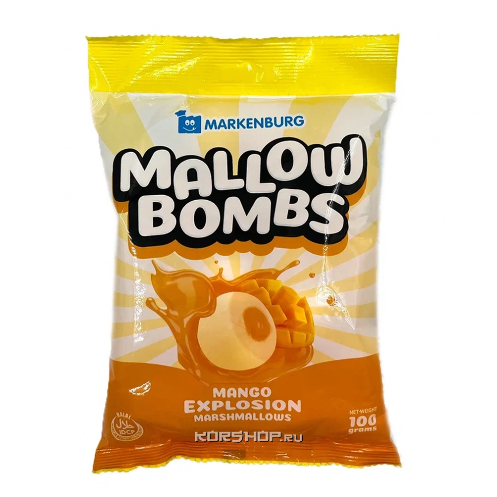 Зефир с начинкой со вкусом манго Mallow Bombs Markenburg, Филиппины, 100 г Зефир с начинкой со вкусом манго Mallow Bombs Markenburg, Филиппины, 100 г