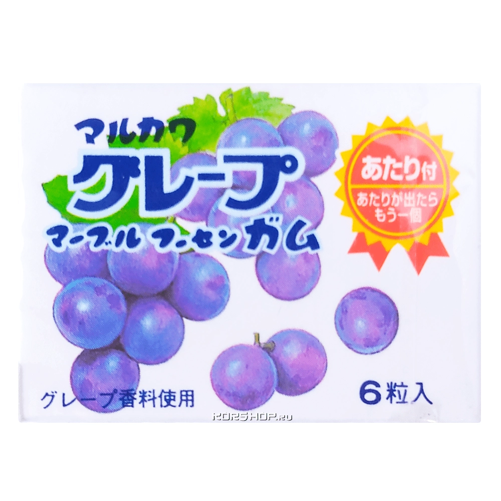 Жевательная резинка со вкусом винограда Marukawa (6 шариков), Япония, 8 г Жевательная резинка со вкусом винограда Marukawa (6 шариков), Япония, 8 г