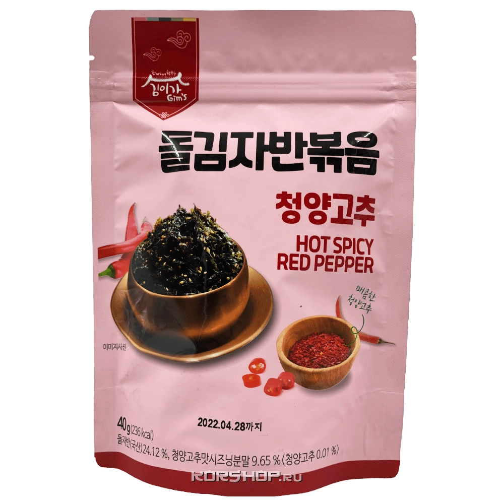 Сушеная обжаренная морская капуста в хлопьях со вкусом острого перца Kim’s &amp; Lee’s family, Корея, 40 г