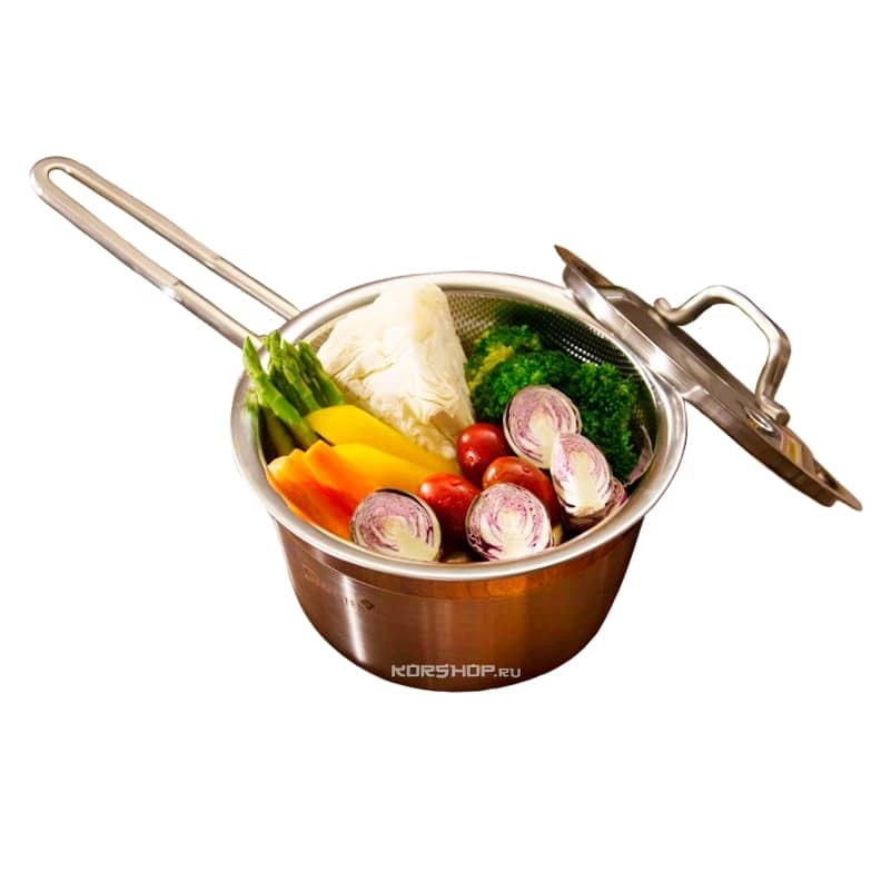 Кастрюля с крышкой (5-ти слойная, нержав.сталь, алюмин.) S Master 16 см, Корея