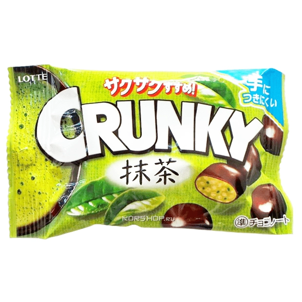 Хрустящие шоколадные шарики со вкусом зеленого чая Матча Crunky Pop Joy Matcha Lotte, Япония, 32 г