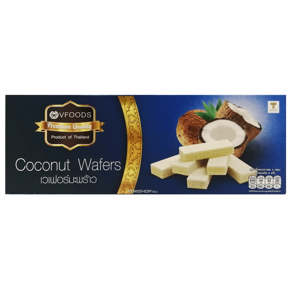 Вафли с натуральным кокосом Premium VFoods, Таиланд, 120 г. Вафли с натуральным кокосом Premium VFoods, Таиланд, 120 г.