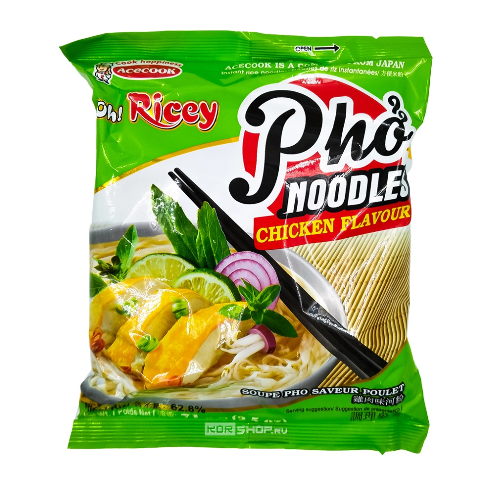 Рисовая лапша б/п Фо со вкусом курицы OH!RICEY Acecook (пакет), Вьетнам, 70 г Рисовая лапша б/п Фо со вкусом курицы OH!RICEY Acecook (пакет), Вьетнам, 70 г