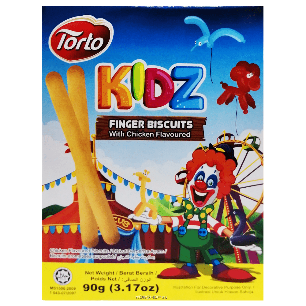 Бисквитные палочки со вкусом курицы Kidz Finger Torto, Малайзия, 90 г