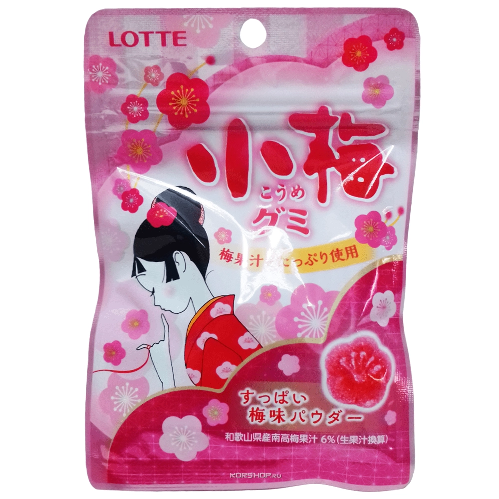 Жевательная конфета со вкусом японской сливы Koume Gummi Candy Lotte, Япония, 34 г