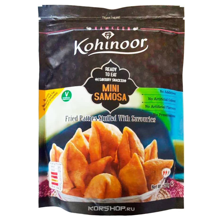 Хрустящие мини пирожки Самоса с начинкой из бобов мунг Mini Samosa Kohinoor, Индия, 200 г