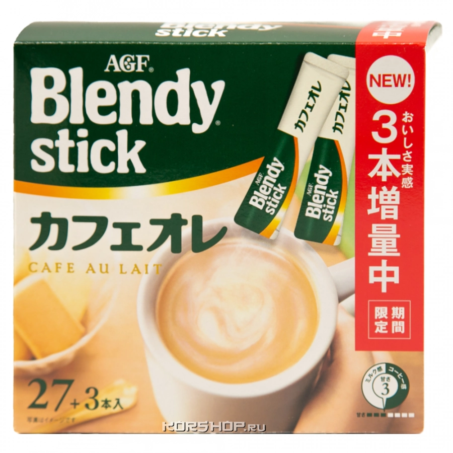 Кофейный напиток с молоком и сахаром Blendy Stick AGF, Япония, 27*8,8 г Кофейный напиток с молоком и сахаром Blendy Stick AGF, Япония, 27*8,8 г