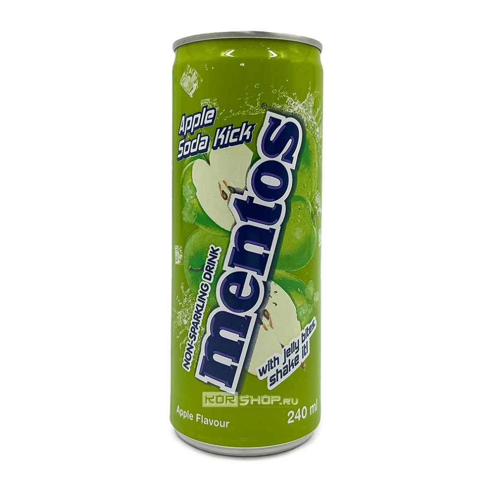 Негазированный напиток со вкусом яблока Apple Soda Kick Mentos, Корея, 240 мл