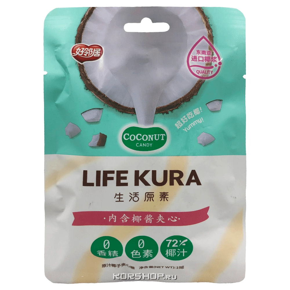 Жевательные конфеты со вкусом кокоса Life Kura, Китай, 19 г.