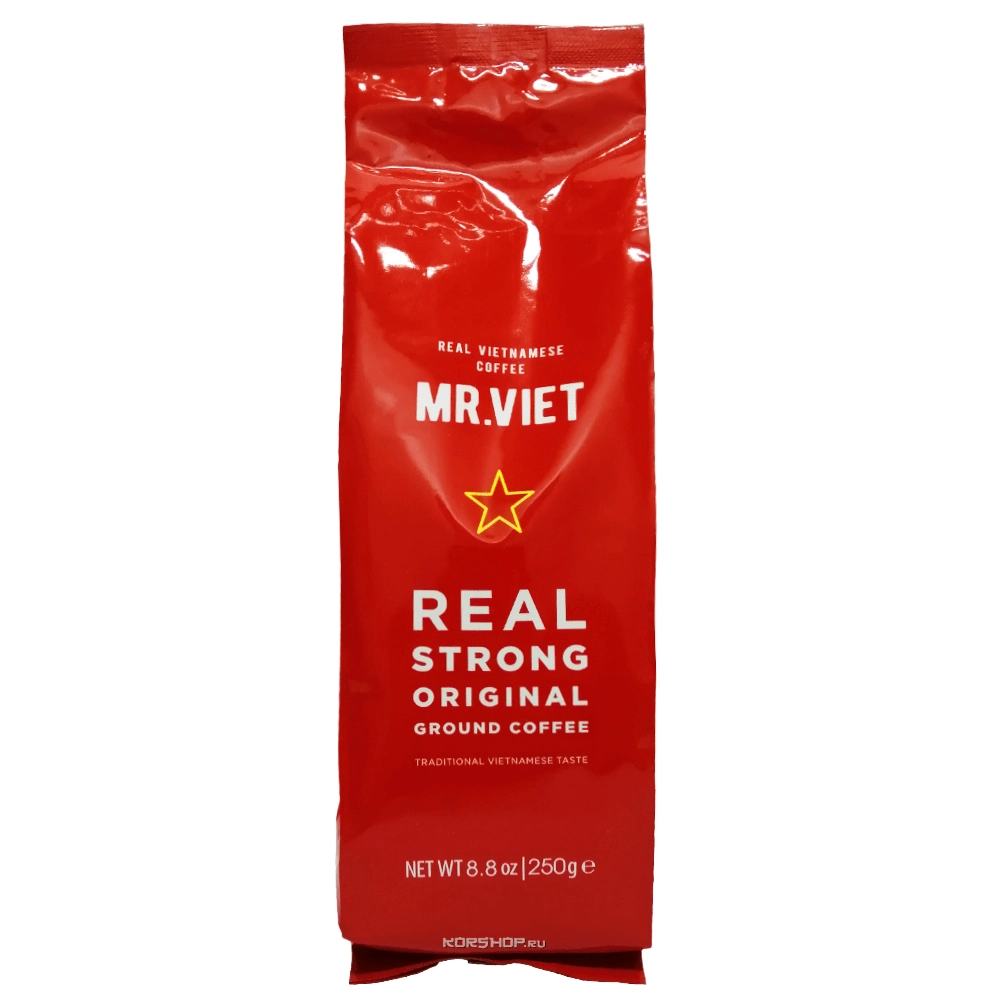 Натуральный жареный молотый кофе Real Strong Mr.Viet, Вьетнам, 250 г Натуральный жареный молотый кофе Real Strong Mr.Viet, Вьетнам, 250 г