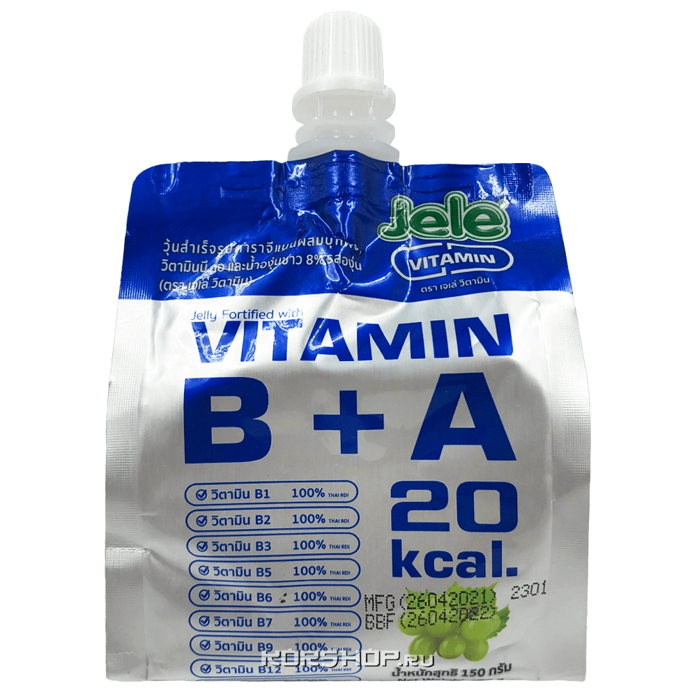 Питьевое желе с соком белого винограда и витаминами А и В Vitamin Jele, Таиланд, 150 мл Питьевое желе с соком белого винограда и витаминами А и В Vitamin Jele, Таиланд, 150 мл