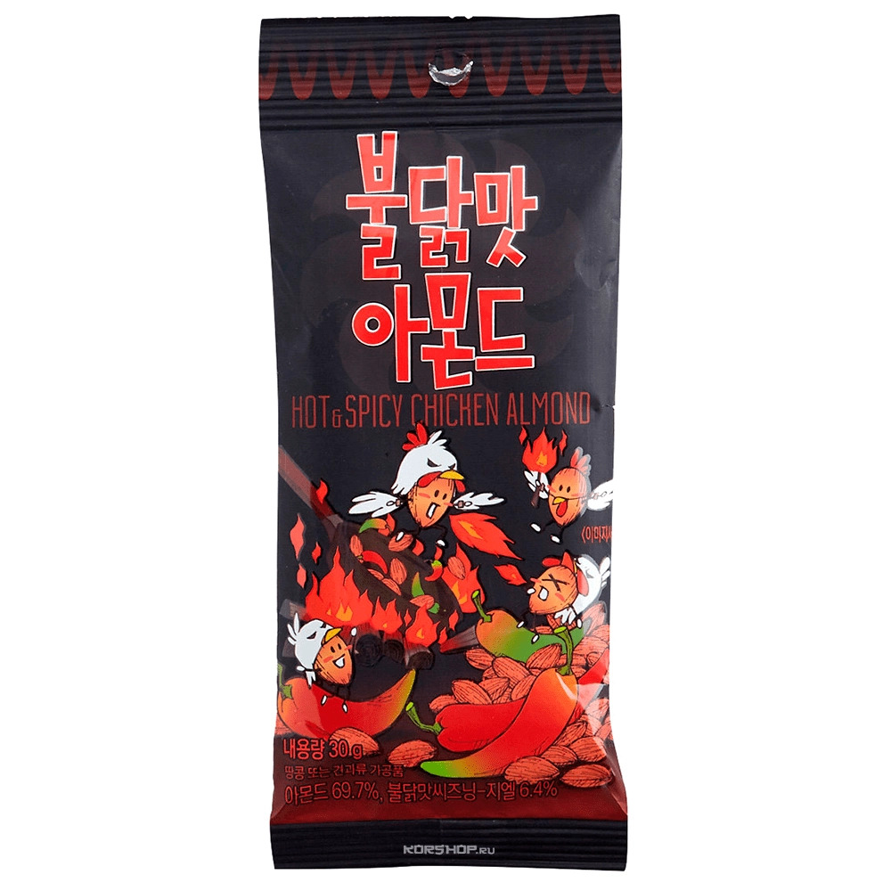 Миндаль обжаренный в остром курином соусе Булдак, Корея 30 г